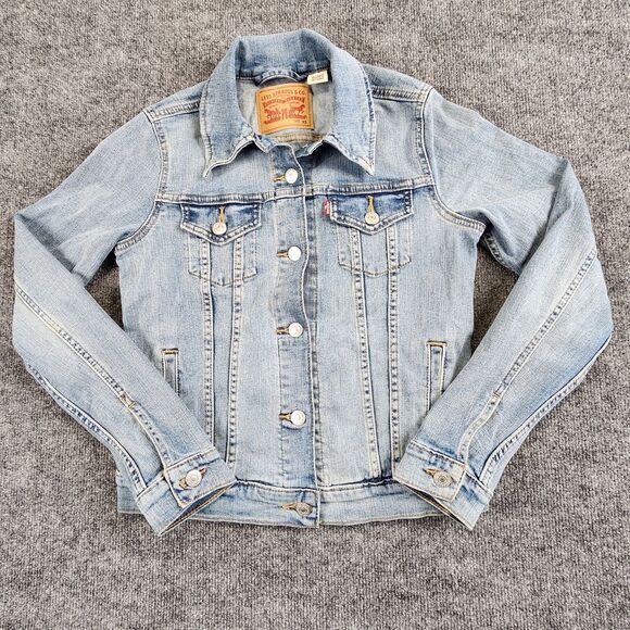 Levi's Jackets & Blazers - Levis Jacket Womens XS Blue Denim Jean Trucker‎ Button Up Coat